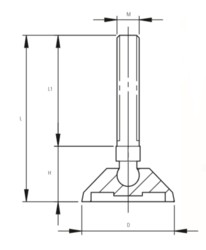 Stopka wahliwa poziomująca fi 40, M8x60 INOX