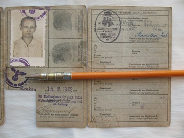 ГЕНЕРАЛЬНОЕ ПРАВИТЕЛЬСТВО КРАКАУ КЕННКАРТЕ - ПРИЗНАТЕЛЬНАЯ КАРТОЧКА 1942 ГОДА