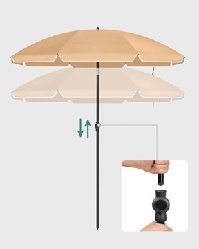 PARASOL OGRODOWY PLAŻOWY TARASOWY beże i brązy 200 x 240 cm