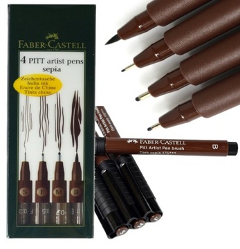Ручка FABER-CASTELL Artist Pen PITT 4 шт. СЕПИЯ