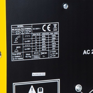 PÓŁAUTOMAT SPAWALNICZY MAGNUM MIG 240 DUAL PULS MAG MMA TIG 240A 230V 3W1