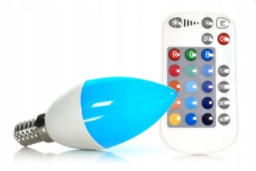 ЦВЕТНАЯ БЕЛАЯ RGB ЛАМПА С ТОНКОЙ РЕЗЬБОЙ E14