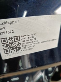 фото thumb №7, Кришка багажника багажника bmw 5 g30 416 carbonschwarz w колір