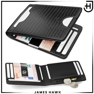 James Hawk Smart Wallet тонкий мужской кожаный кошелек 1,5 см Черный RFID