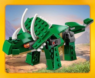 LEGO CREATOR 3W1 DINOZAURY TREX PTERODAKTYL TRICERATOPS POTĘŻNE DINOZAURY