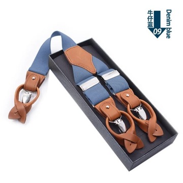 Мужские подтяжки из натуральной кожи 3,5X125 с 6 зажимами