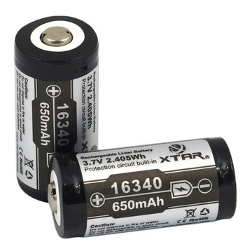 Xtar 16340 R-CR123 Литий-ионный аккумулятор 3,7 В, 650 мАч