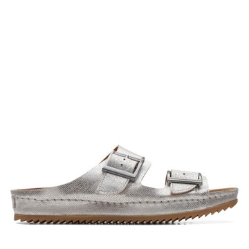 Шлепанцы Clarks Brookleigh Sun, кожа, серебро 36
