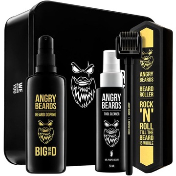 Подарочный набор Angry Beards для допинга для роста бороды + ролик для бороды