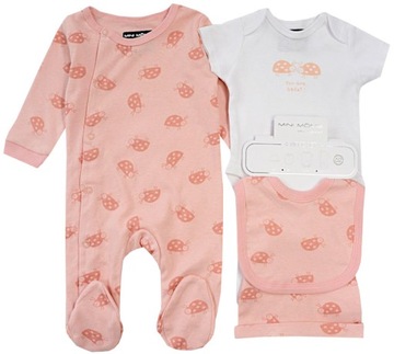 НАБОР Layette из 4 предметов ДЕТСКАЯ ФИОЛЕТОВАЯ ШАПКА ДЛЯ ТЕЛА божьи коровки 68 R041o