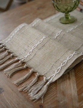 Bieżnik na stół do salonu do pokoju z frędzlami boho shabby 30/200cm