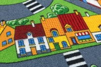 Коврик для детской комнаты мальчика «Город и дорога», из фетра, Little Village, 150x300 см