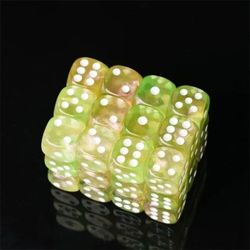 ZESTAW 10 KOSTEK K6 RPG KOŚĆ SZEŚCIOŚCIENNA ŚWIETLISTY ZAKĄTEK 1,6 CM