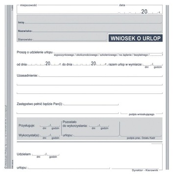 DRUK WNIOSEK O UDZIELENIE URLOPU MP 513-4