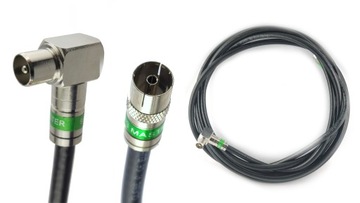 Антенный кабель DVB-T | угловая вилка для ТВ - компрессионная ТВ розетка 15м