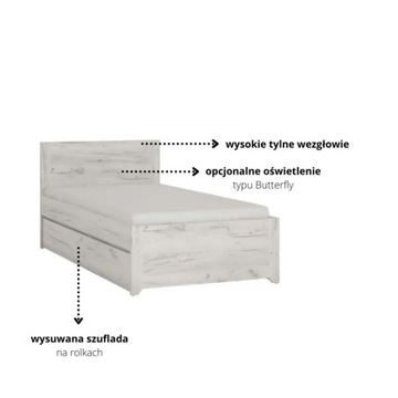 Łóżko podwójne, wysuwane Angel Typ90 -90x200- Dąb White Craft-Meble Wójcik