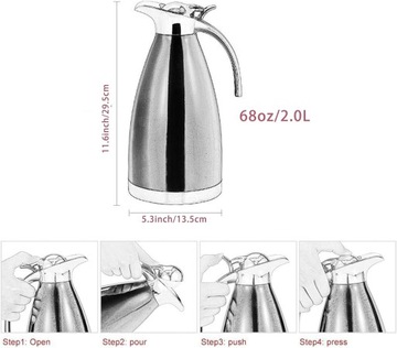 2 L Thermos, кофейный тепловой кувшин, 2L нержавеющая сталь