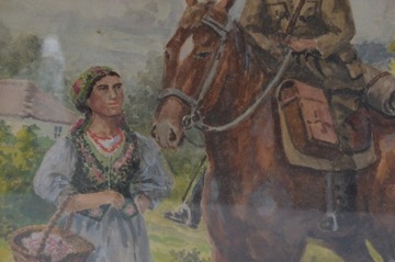 К. КОССАК - СУДОВАНИЕ - КРАСИВАЯ СТАРАЯ АКВАРЕЛЬ