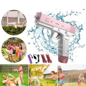 GLOCK АВТОМАТИЧЕСКИЙ ЭЛЕКТРИЧЕСКИЙ ВОДЯНОЙ ПИСТОЛЕТ ИГРУШКА ДЛЯ ДЕТЕЙ РОЗОВЫЙ