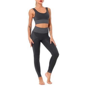 KOMPLET SPORTOWY bezszwowe legginsy top fitness S