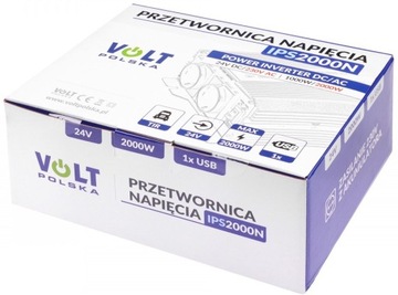 PRZETWORNICA NAPIĘCIA 24V 230V 1000/2000W USB VOLT