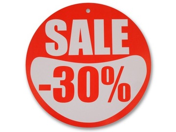 КРУГЛАЯ ЭТИКЕТКА КРУГ ФИ 30СМ -30% РЕКЛАМНЫЙ ДОСОК