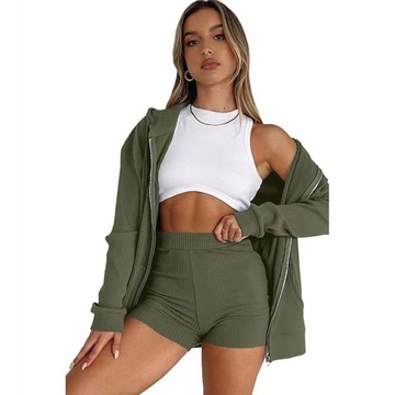 Krótki dwuczęściowy zestaw damski w stylu casual, XL (42)