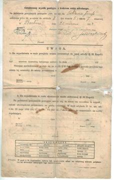 Zawiadomienie świadectwo szkolne, Bochnia 1923