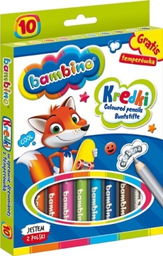 Деревянные школьные мелки, 10 цветов, каолиновая глина Bambino