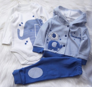 Bawełniany Komplet Body +Bluza +Spodnie 3-pak II gat. * 62