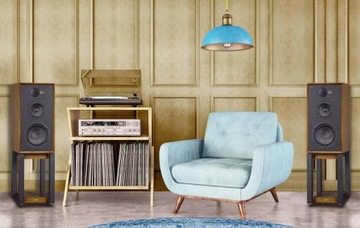 WHARFEDALE LINTON POWRÓT LEGENDY WALNUT ORZECH + STANDY = WSPANIAŁY ZESTAW