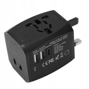 Универсальный дорожный адаптер USB C 6A 2xUSB3.0A