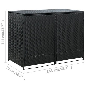 Чехол на 2 мусорных бака VidaXL 43887 черный 148 x 80 111 см