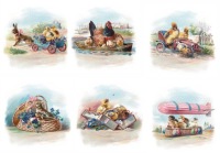 ITD RICE PAPER SET RSM067 винтажные куры, зайцы, цыплята