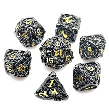 NADCHODZI ŚMIERĆ ZESTAW 7 METALOWYCH KOŚCI RPG