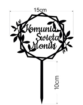 Ozdoba tortu topper toper złoty komunia- złoty TKZ-3