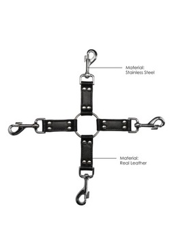 BLACK OUCH - 4-WAY LEATHER HOGTIE CROSS