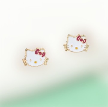 Золотые серьги-гвоздики Hello Kitty Kitty