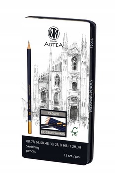 НАБОР КАРАНДАШОВ ДЛЯ ЭСКИЗОВАНИЯ ASTRA КАРАНДАШИ, 10 шт., ШКОЛЬНЫЙ ЧЕХОЛ ДЛЯ РИСОВАНИЙ