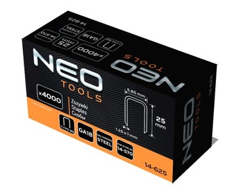 Скобы оцинкованные Тип 90, длина 25мм, 4000 шт NEO.