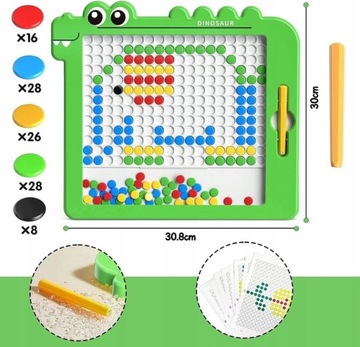 TABLICA MAGNETYCZNA DINO BOARD MOZAIKA MONTESSORI UKŁADANKA MAGPAD ZABAWKA