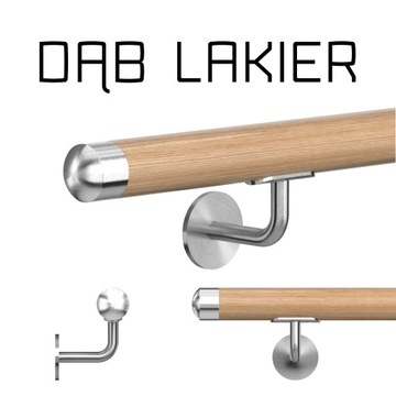 Poręcz ścienna do ściany drewniana fi42 42mm 70cm dąb dębowa lakierowana