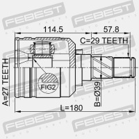 фото thumb №5, Шарнир внутренний левый 27x39x29 febest 0211-j31lh
