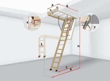 Чердачная лестница с супертеплоизоляцией FAKRO LWT 60x120/280 U=0,51
