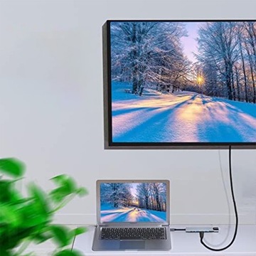 АДАПТЕР-концентратор СТАНЦИОННЫЙ РАЗДЕЛИТЕЛЬ 8 В 1 USB-C HDMI 4K LAN SD/TF PD