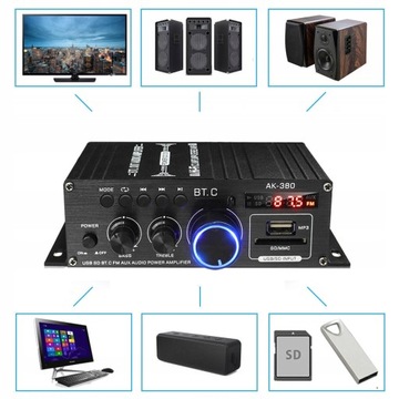 УСИЛИТЕЛЬ ДЛЯ BLUETOOTH 5.0 РАДИО MP3 FM ДИНАМИКИ