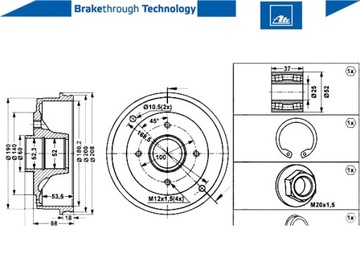 фото thumb №2, Комплект bębnów гальмівних [a t e]