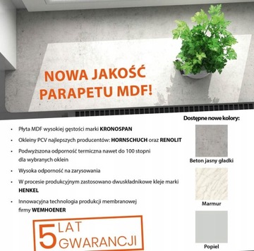 Parapet wewnętrzny MDF Ciemny Orzech gr.25 mm