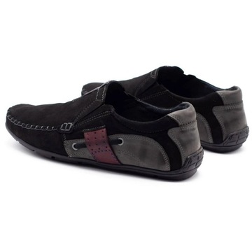 Buty męskie mokasyny skórzane wsuwane casual POLSKIE 834 czarne 46
