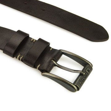 PASEK skórzany MĘSKI BIG STAR do spodni brązowy + ETUI 95/110cm